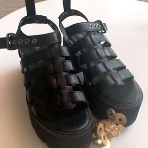 LAMODA DollsKill Platform Black Sandals